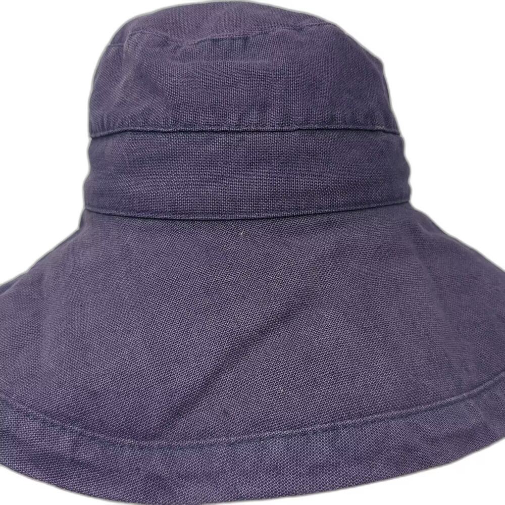 Scala Bucket Hat Blue One Size Fitted Wide Brim Adjustable Sun Hat Woven